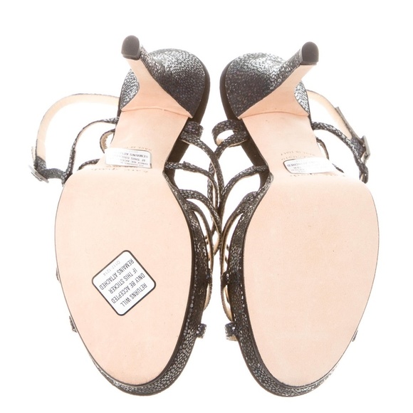 NIB KATE Spade Size 8.5 Black Blue Ramona Metallic Strappy Platform Sandal Heels - Picture 3 of 5